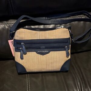 Stone Mountain Accessories Navy and Tan Crossbody Shoulder Bag